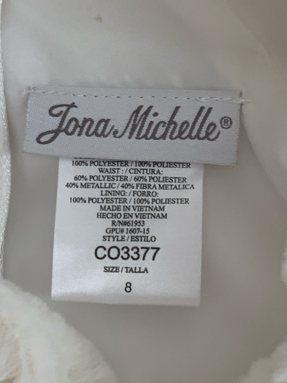 Jona Michelle Style CO3377: Ivory Gold Glitter Snowflake Dress - Picture 2 of 12